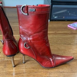 Padovan Red Leather Heeled Boots